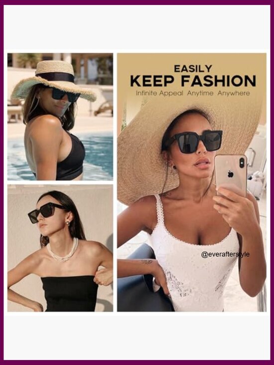 Oversized Square Sunglasses with UV 400 Protection, Retro Style